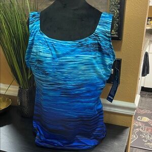 NWT Longitude Blue Patterned Women's swimsuit